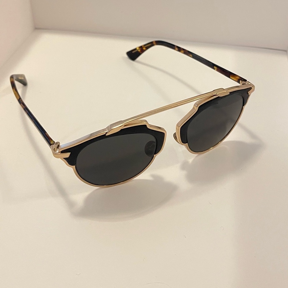 Dior SoReal Black w/ leather trim and Rose Gold Sunglasses